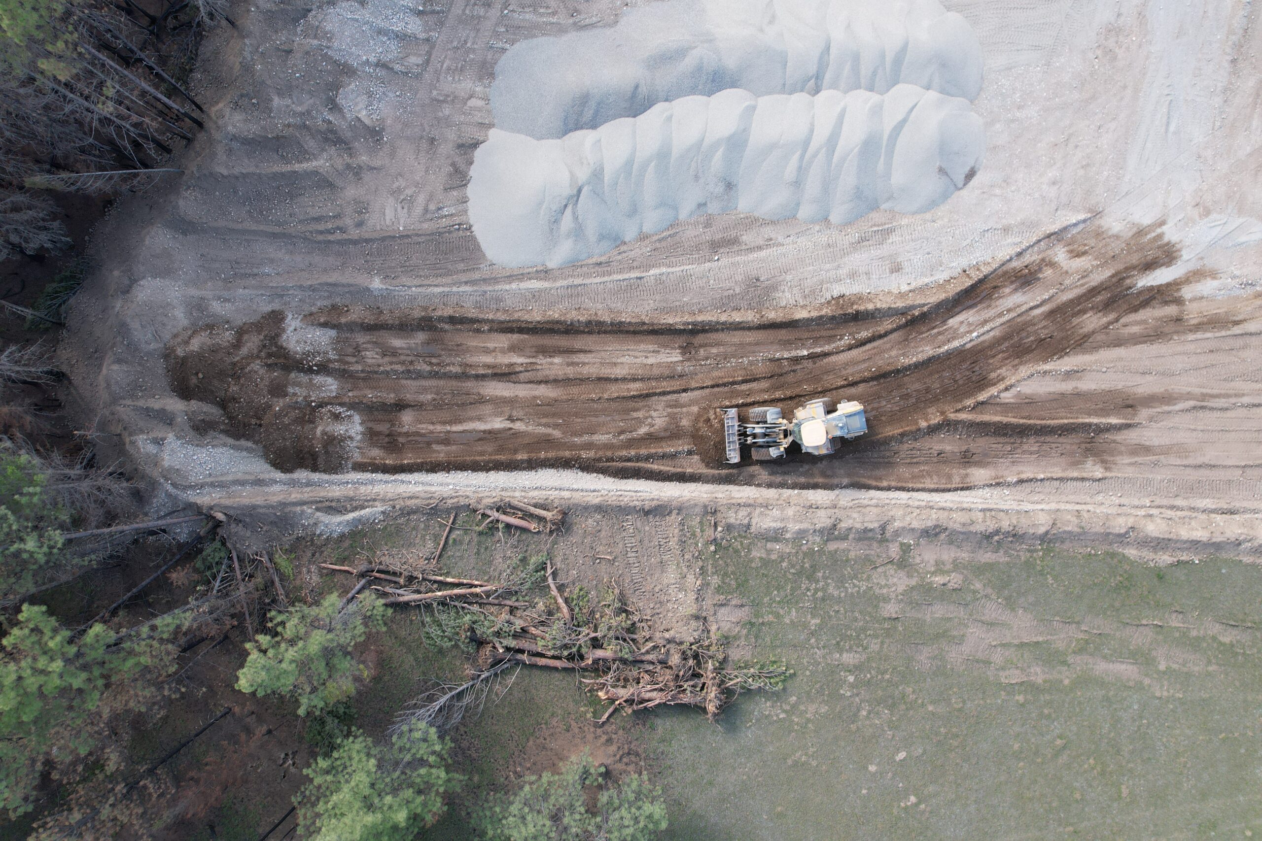 Aerial view of an active Ktunaxa business project site